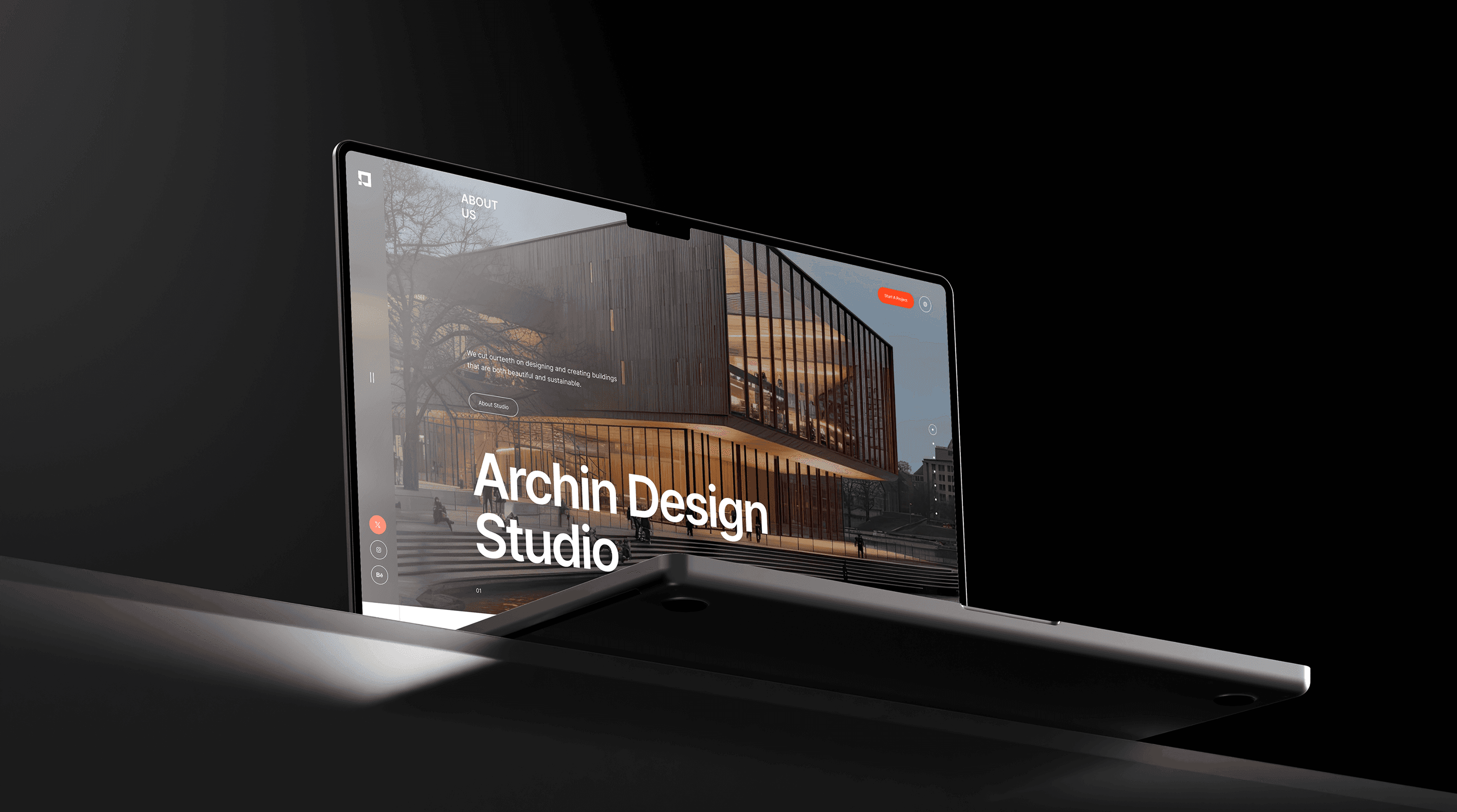 Archin Design Studio website on a laptop